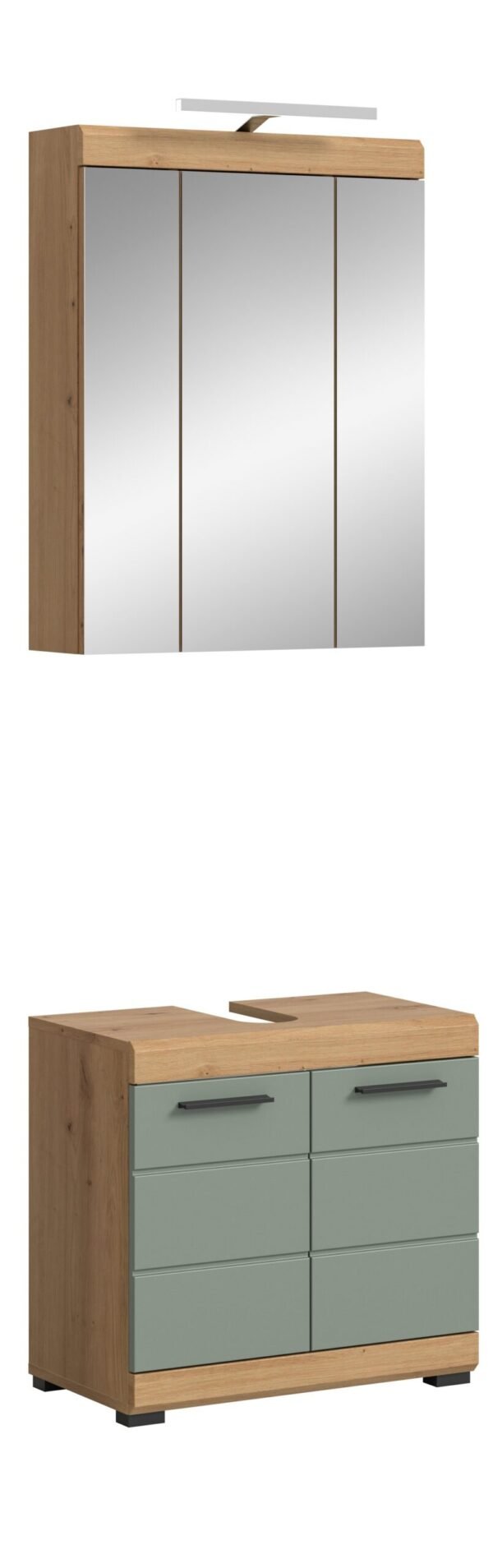 Xonox combinação de banho - sálvia e acabamento carvalho artisan, 60x191x34 cm