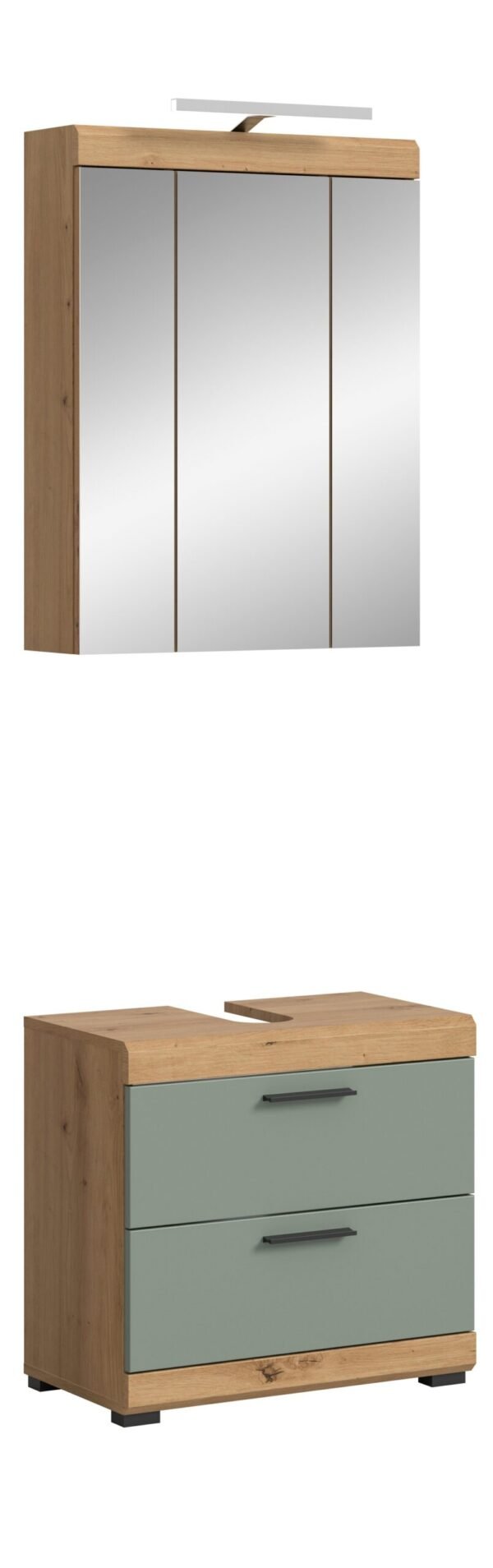 Xonox combinação de banho - sálvia e acabamento carvalho artisan, 60x191x34 cm