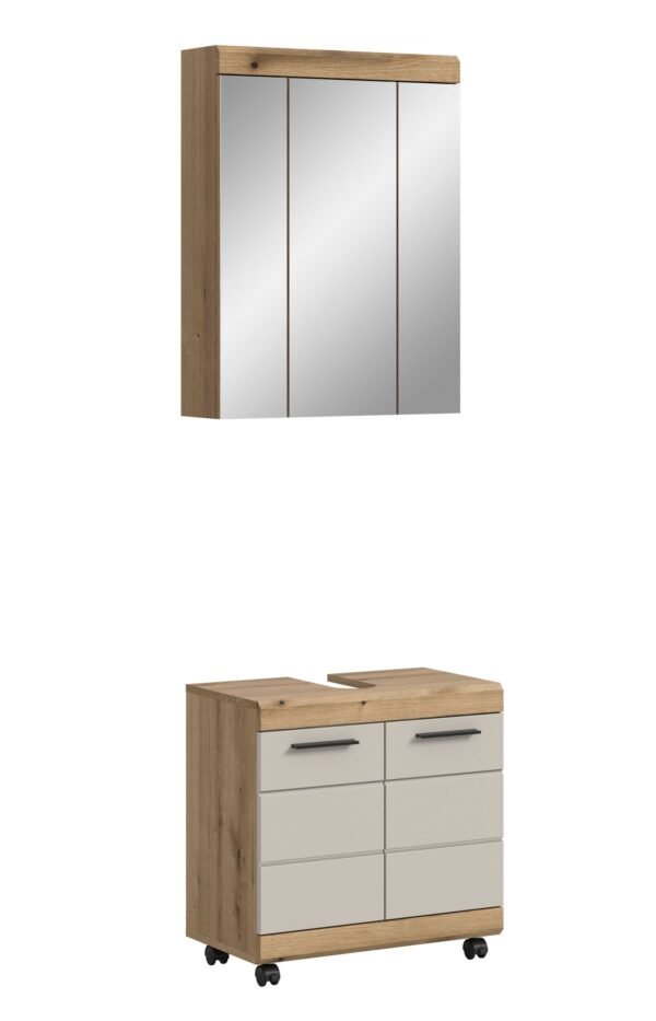 Xonox Conjunto de banho com rodízios - - Evoke Carvalho e Caxemira mate, 60x191x34 cm