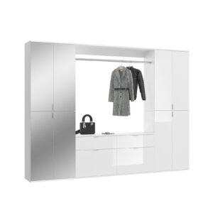 Xonox Combinação de roupeiro - imitação branco e branco brilhante, 243x193x34 cm