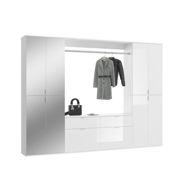 Xonox Combinação de roupeiro - imitação branco e branco brilhante, 243x193x34 cm