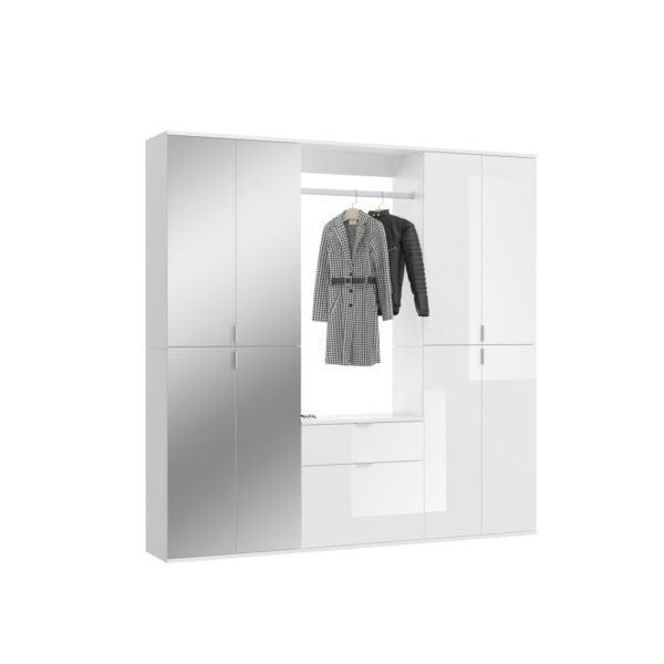 Xonox Combinação de roupeiro - imitação branco e branco brilhante, 183x193x34 cm
