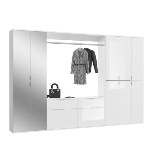 Xonox Combinação de roupeiro - imitação branco e branco brilhante, 273x193x34 cm