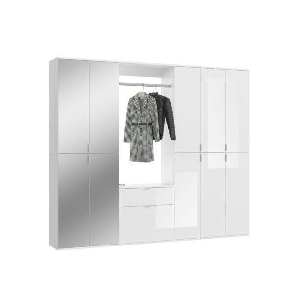Xonox Combinação de roupeiro - imitação branco e branco brilhante, 213x193x34 cm