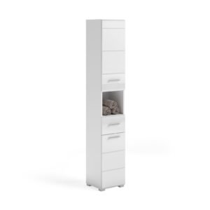 Xonox Armário alto - imitação branco e branco brilhante moldado, 30x182x31 cm