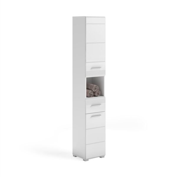 Xonox Armário alto - imitação branco e branco brilhante moldado, 30x182x31 cm