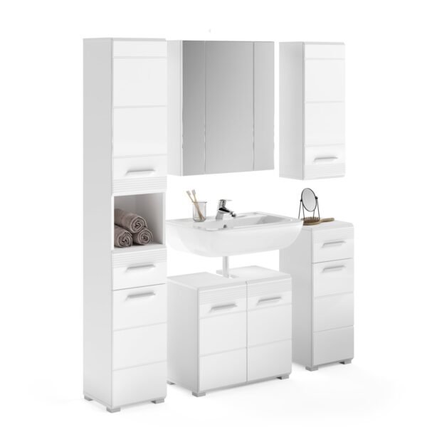 Xonox combinação de banho - imitação branco e branco brilhante moldado, 150x182x34 cm