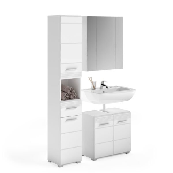 Xonox combinação de banho - imitação branco e branco brilhante moldado, 105x182x34 cm