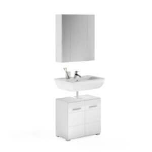 Xonox Combinação de banho com iluminação - imitação branco e branco brilhante moldado, 60x182x34 cm