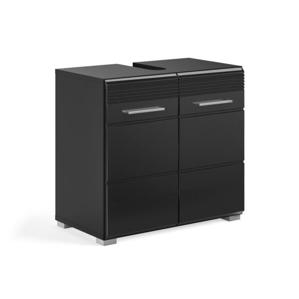 Xonox móvel de lavatório - imitação preto e preto brilhante moldado, 60x56x34 cm