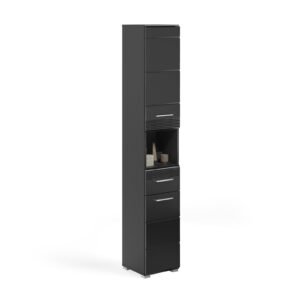 Xonox Armário alto - imitação preto e preto brilhante moldado, 30x182x31 cm
