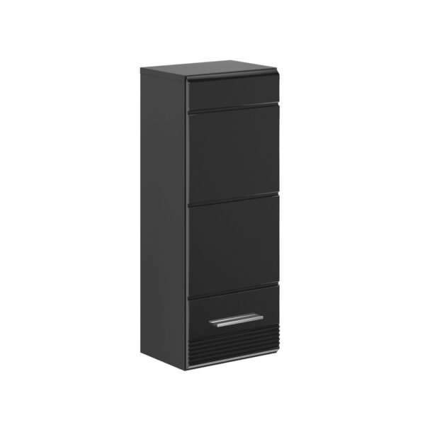 Xonox armário de parede - imitação preto e preto brilhante moldado, 30x77x23 cm