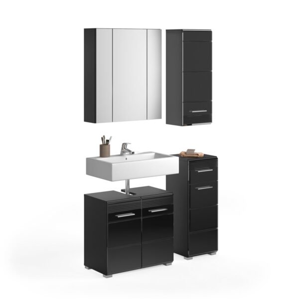 Xonox combinação de banho - imitação preto e preto brilhante moldado, 105x182x34 cm