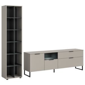 Xonox Conjunto de sala com iluminação - efeito caxemira e preto, 245x192x41 cm