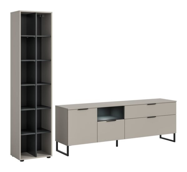 Xonox Conjunto de sala com iluminação - efeito caxemira e preto, 245x192x41 cm