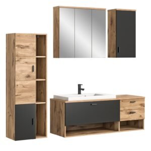 Xonox combinação de banho - acabamento carvalho Nox e Nox Carvalho moldado, 203x192x48 cm