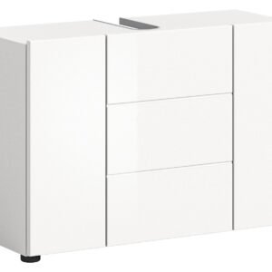 Xonox móvel de lavatório - melamina branca e branco brilhante moldado, 82x56x34 cm