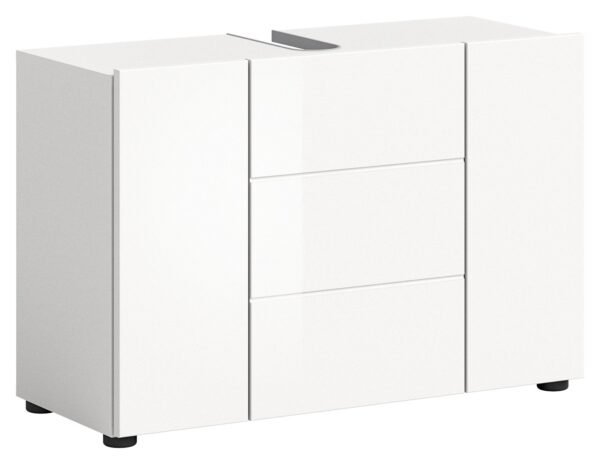 Xonox móvel de lavatório - melamina branca e branco brilhante moldado, 82x56x34 cm