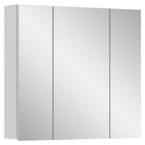 Xonox armário com espelho - melamina branca e branco brilhante moldado, 82x77x18 cm