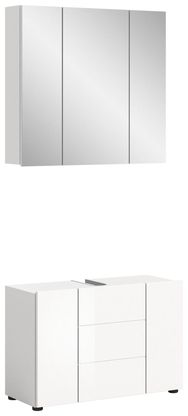 Xonox combinação de banho - melamina branca e branco brilhante termoformado, 82x190x34 cm