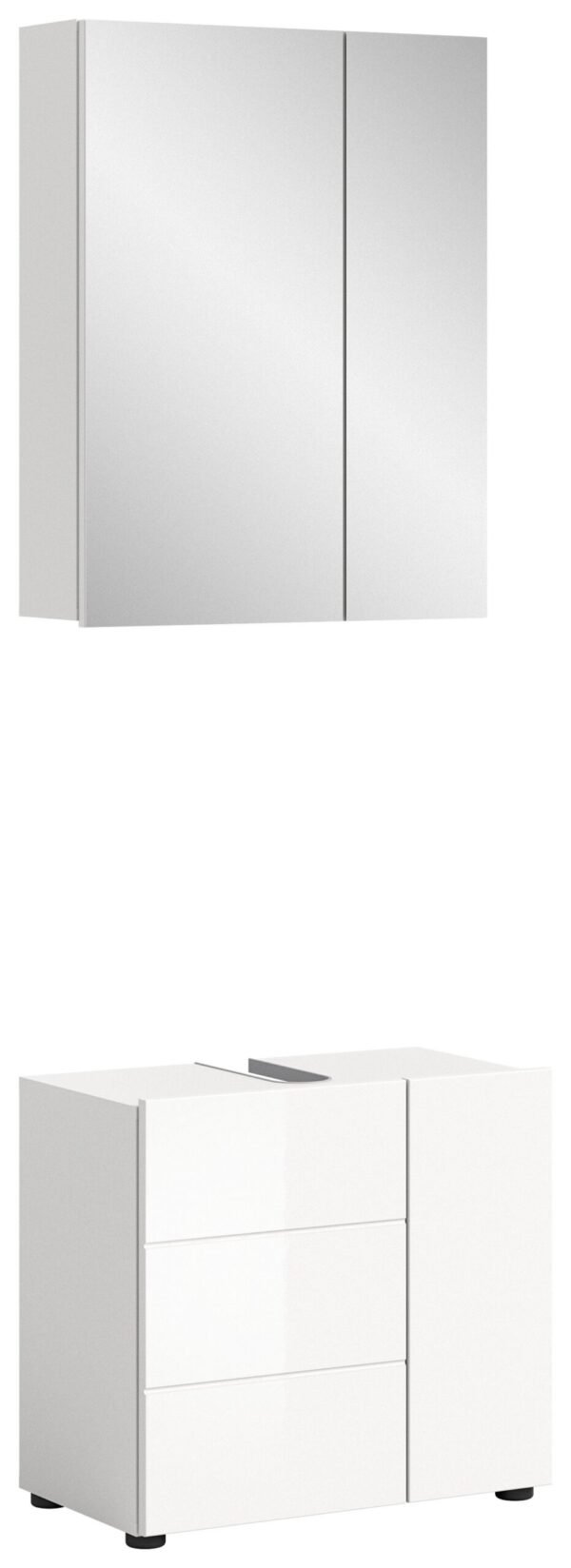Xonox Combinação de banho com iluminação - melamina branca e branco brilhante termoformado, 60x190x34 cm