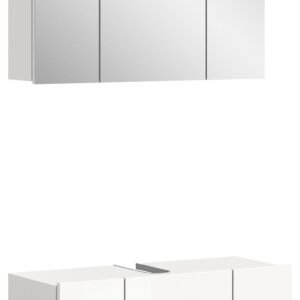Xonox Combinação de banho com iluminação - melamina branca e branco brilhante termoformado, 82x190x34 cm