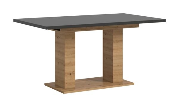 Xonox mesa de jantar - Artisan acabamento e acabamento cinzento com base de coluna dupla