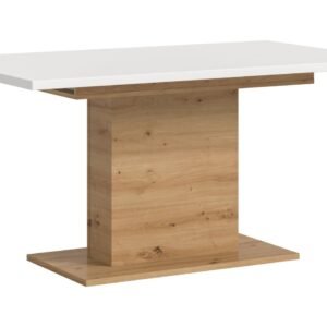 Xonox mesa de jantar - Artisan acabamento e acabamento branco com base pedestal