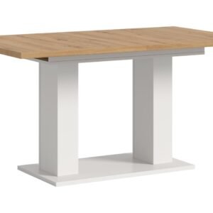 Xonox mesa de jantar - Artisan acabamento e acabamento branco com base de coluna dupla