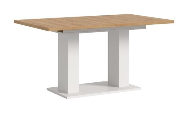 Xonox mesa de jantar - Artisan acabamento e acabamento branco com base de coluna dupla