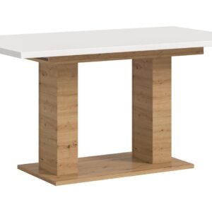 Xonox mesa de jantar - Artisan acabamento e acabamento branco com base de coluna dupla