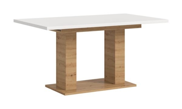 Xonox mesa de jantar - Artisan acabamento e acabamento branco com base de coluna dupla