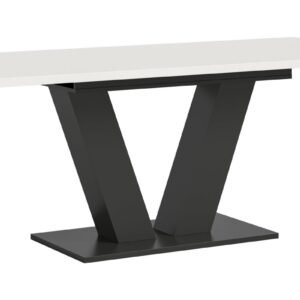 Xonox mesa de jantar - branco e acabamento cinzento com Base em V