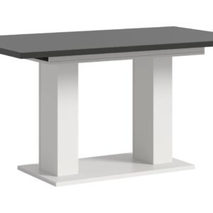 Xonox mesa de jantar - branco e acabamento cinzento com base de coluna dupla