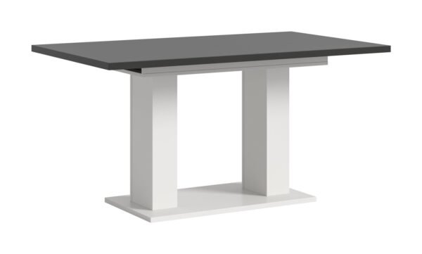 Xonox mesa de jantar - branco e acabamento cinzento com base de coluna dupla