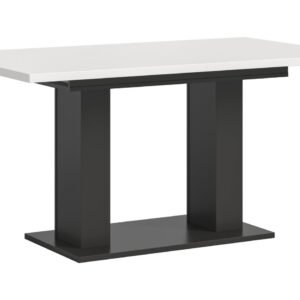 Xonox mesa de jantar - branco e acabamento cinzento com base de coluna dupla
