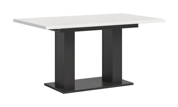 Xonox mesa de jantar - branco e acabamento cinzento com base de coluna dupla