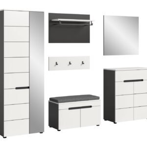 Xonox Combinação de roupeiro com almofada de assento - imitação branco, 255x190x37 cm