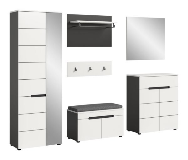 Xonox Combinação de roupeiro com almofada de assento - imitação branco, 255x190x37 cm