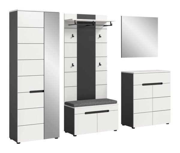 Xonox Combinação de roupeiro com almofada de assento - imitação branco, 255x190x37 cm