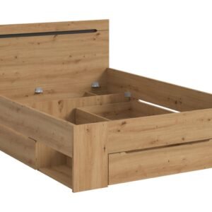 Xonox Cama 140x200 - Acabamento cinzento basalto e Artisan acabamento, 144x87x205 cm
