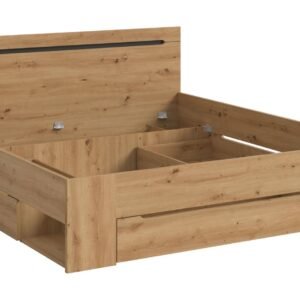 Xonox Cama 180x200 - Acabamento cinzento basalto e Artisan acabamento, 184x87x205 cm