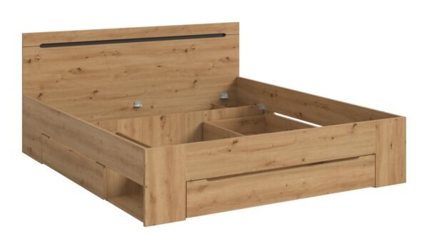 Xonox Cama 180x200 - Acabamento cinzento basalto e Artisan acabamento, 184x87x205 cm