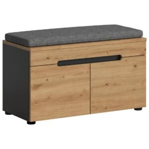 Xonox Banco com almofada de assento - acabamento cinzento basalto e artisan acabamento incluindo cinzento almofada de assento, 80x45x37 cm