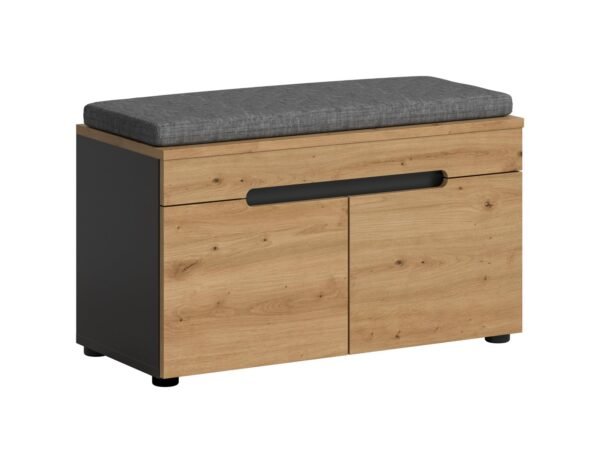 Xonox Banco com almofada de assento - acabamento cinzento basalto e artisan acabamento incluindo cinzento almofada de assento, 80x45x37 cm