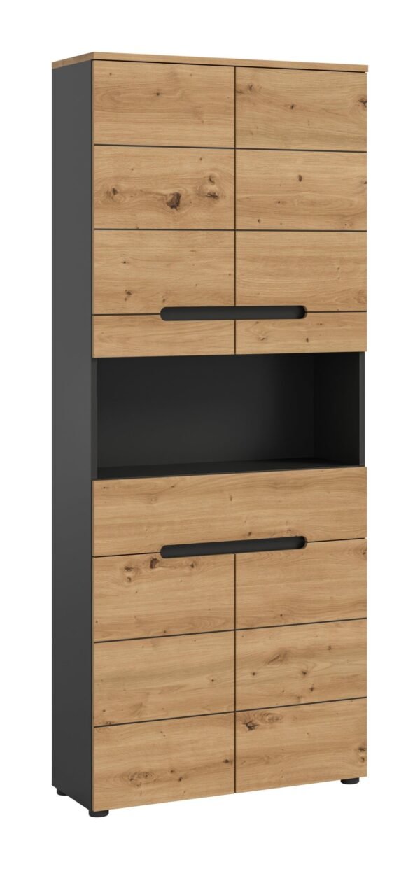 Xonox Armário alto largo - acabamento cinzento basalto e artisan acabamento, 76x193x34 cm