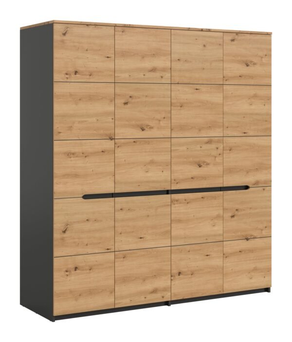 Xonox Roupeiro de 4 portas - Acabamento cinzento basalto e Artisan acabamento, 180x198x59 cm