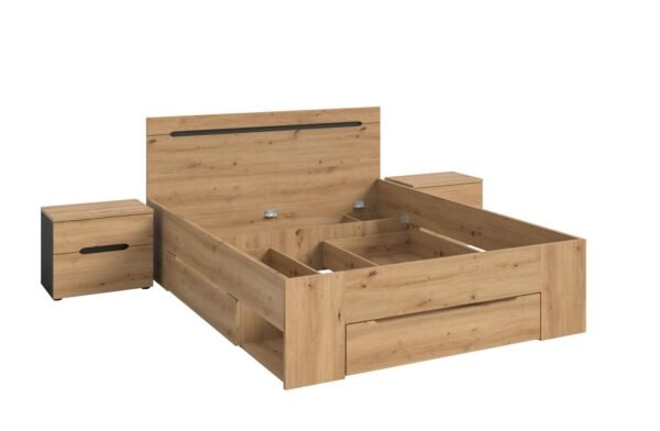 Xonox conjunto de quarto - Acabamento cinzento basalto e Artisan acabamento, 244x87x205 cm