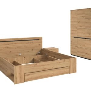 Xonox conjunto de quarto - acabamento cinzento basalto e artisan acabamento