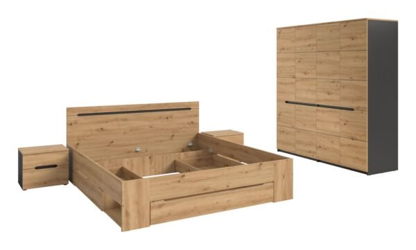 Xonox conjunto de quarto - acabamento cinzento basalto e artisan acabamento